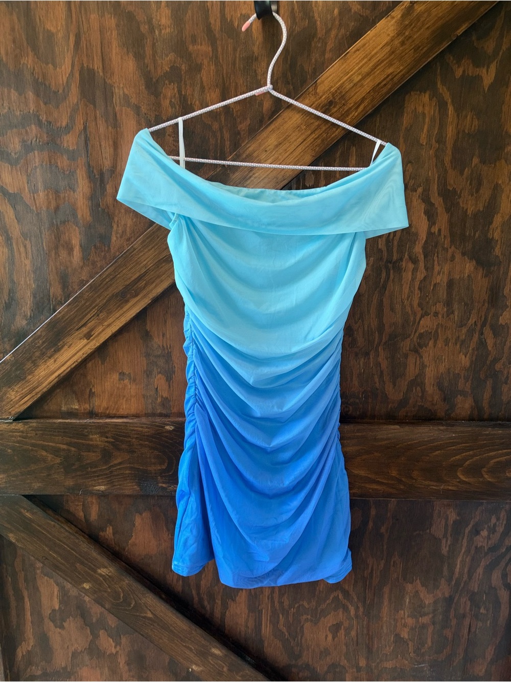 Lulu's Ombre Blue Off-Shoulder Mini Dress
